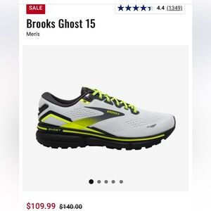 Mens Brooks Ghost 15 White Black Yellow Like New Tread